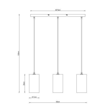Globo - Lampadario a sospensione con filo 3xE14/25W/230V nero