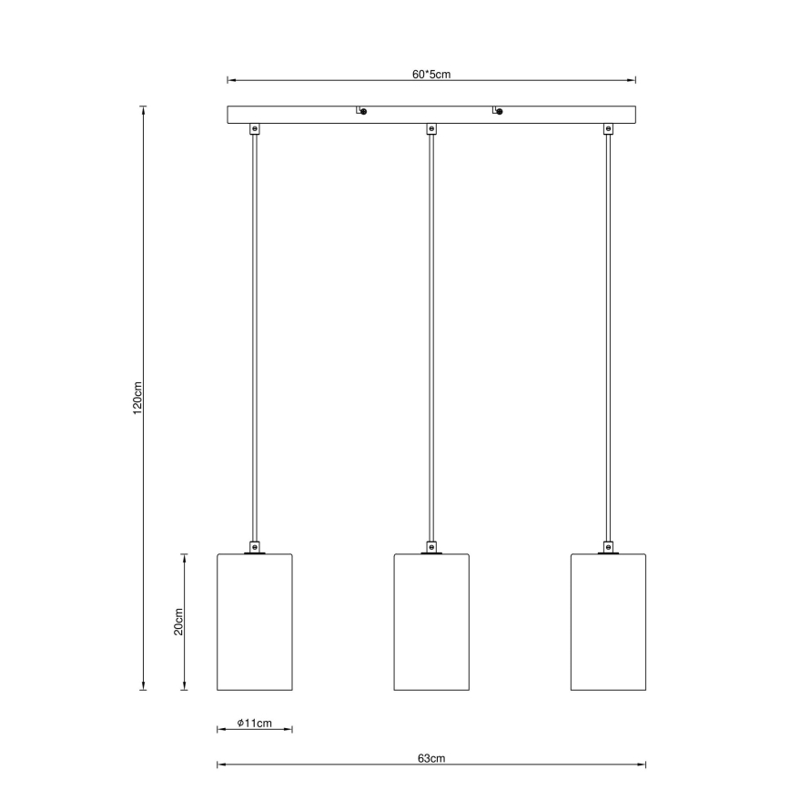 Globo - Lampadario a sospensione con filo 3xE14/25W/230V nero