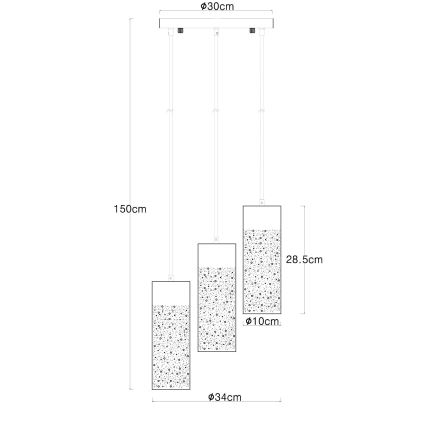 Globo - Lampadario a sospensione con filo 3xE27/40W/230V