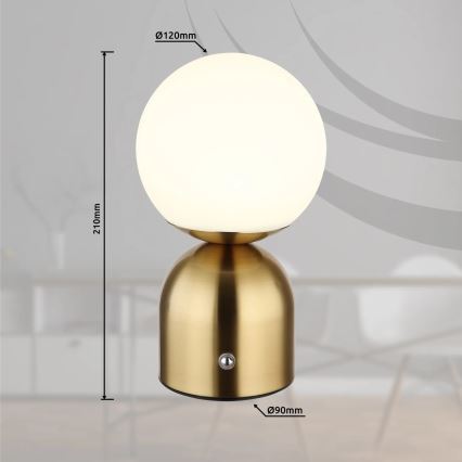 Globo - Lampada da tavolo LED dimmerabile con touch LED/2,5W/3,7V 2700K/4000K/6500K 1800 mAh USB ottone