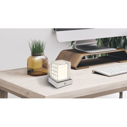 Globo - Lampada da tavolo LED dimmerabile con funzione Touch LED/2,5W/3,7V 2700K/4000K/6500K 1800 mAh USB cromo opaco