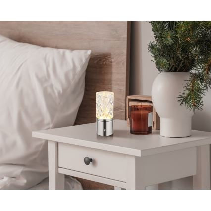 Globo - Lampada da tavolo LED dimmerabile con touch LED/2,5W/3,7V 2700K/4000K/6500K 1800 mAh USB cromo opaco