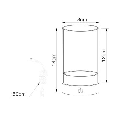 Globo - LED da esterno dimmerabile ricaricabile touch lampada da tavolo LED/2W/3,7V 2700/4000/6500K 1200mAh IP44 beige