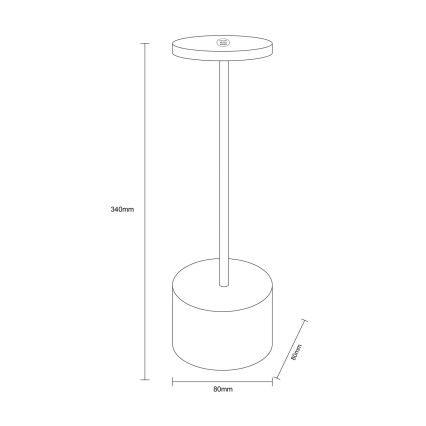Globo - Lampada da tavolo LED dimmerabile con funzione Touch LED/1,2W/3,7V 2000K/3500K/7000K 1200 mAh USB nero