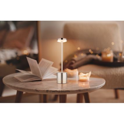 Globo - Lampada da tavolo LED dimmerabile con funzione Touch LED/1,2W/3,7V 2000K/3500K/7000K 1200 mAh USB cromo opaco