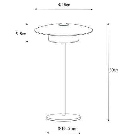 Globo - Lampada da tavolo per esterni LED ricaricabile a sfioramento/3W/3,7V 1800/2700/3000K IP44 1800 mAh grigio