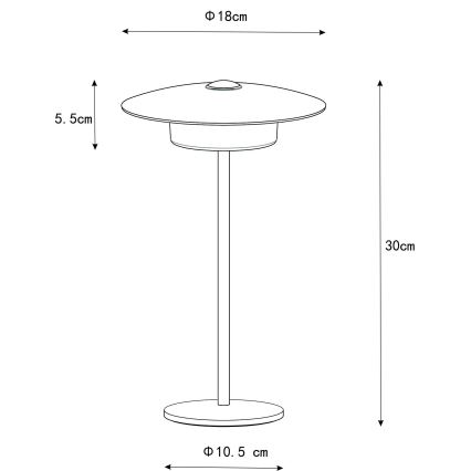 Globo - LED da esterno ricaricabile touch lampada da tavolo LED/3W/3,7V 1800/2700/3000K IP44 1800 mAh bianco