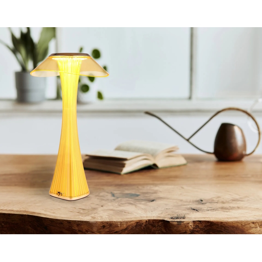 Globo - Lampada da tavolo LED ricaricabile dimmerabile, 2,5W/3,7V, 1200 mAh, 2700/4500/6500K, dorata