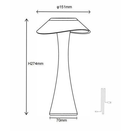 Globo - LED Lampada da tavolo ricaricabile dimmerabile LED/2,5W/3,7V 1200mAh 2700K/4500K/6500K bianco