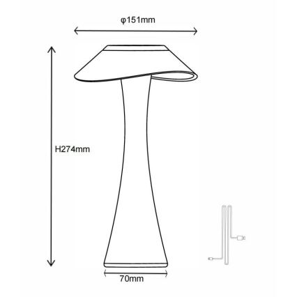 Globo - LED Lampada da tavolo ricaricabile dimmerabile LED/2,5W/3,7V 1200mAh 2700K/4500K/6500K nero