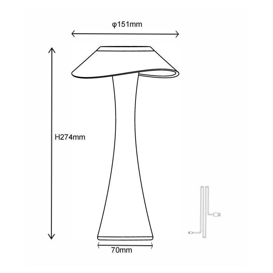Globo - LED Lampada da tavolo ricaricabile dimmerabile LED/2,5W/3,7V 1200mAh 2700K/4500K/6500K nero