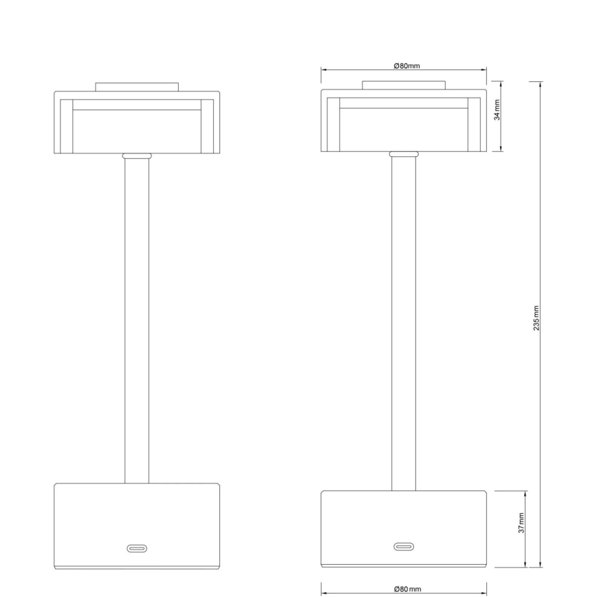 Globo - LED Lampada da tavolo touch ricaricabile e dimmerabile LED/2,5W/3,7V 2700/4000/6500K 1800mAh ottone
