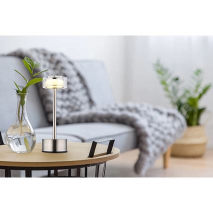 Globo - LED Lampada da tavolo touch ricaricabile e dimmerabile LED/2,5W/3,7V 2700/4000/6500K 1800mAh cromo opaco