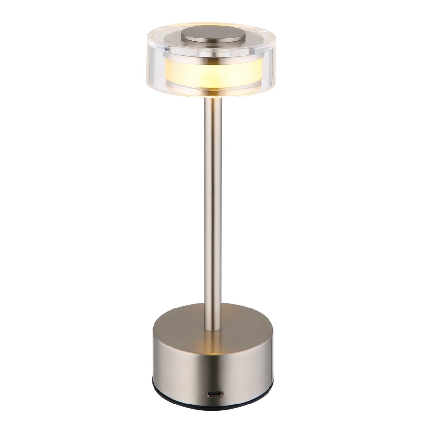 Globo - LED Lampada da tavolo touch ricaricabile e dimmerabile LED/2,5W/3,7V 2700/4000/6500K 1800mAh cromo opaco