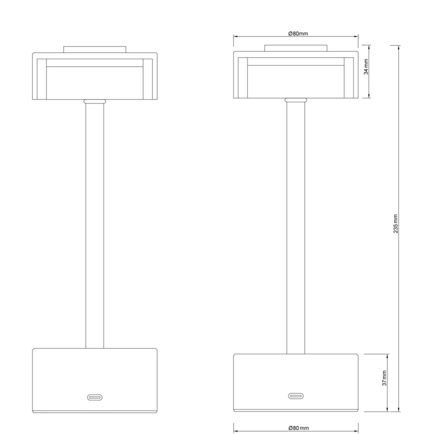 Globo - LED Lampada da tavolo touch ricaricabile e dimmerabile LED/2,5W/3,7V 2700/4000/6500K 1800mAh nero