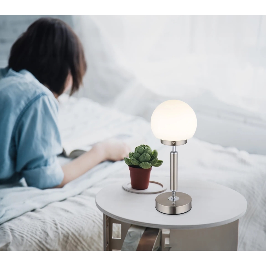 Globo - LED Lampada da tavolo touch ricaricabile e dimmerabile LED/2,5W/5V 1800mAh 2700/4000/6500K cromo opaco