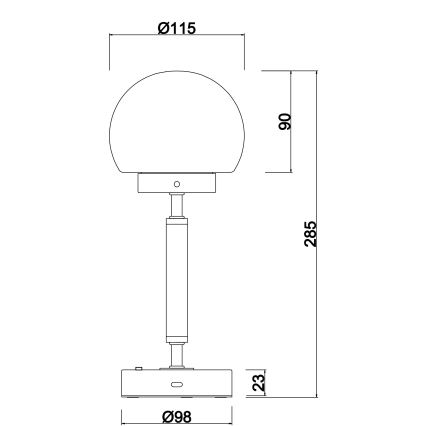 Globo - LED Lampada da tavolo touch ricaricabile e dimmerabile LED/2,5W/5V 1800mAh 2700/4000/6500K cromo opaco