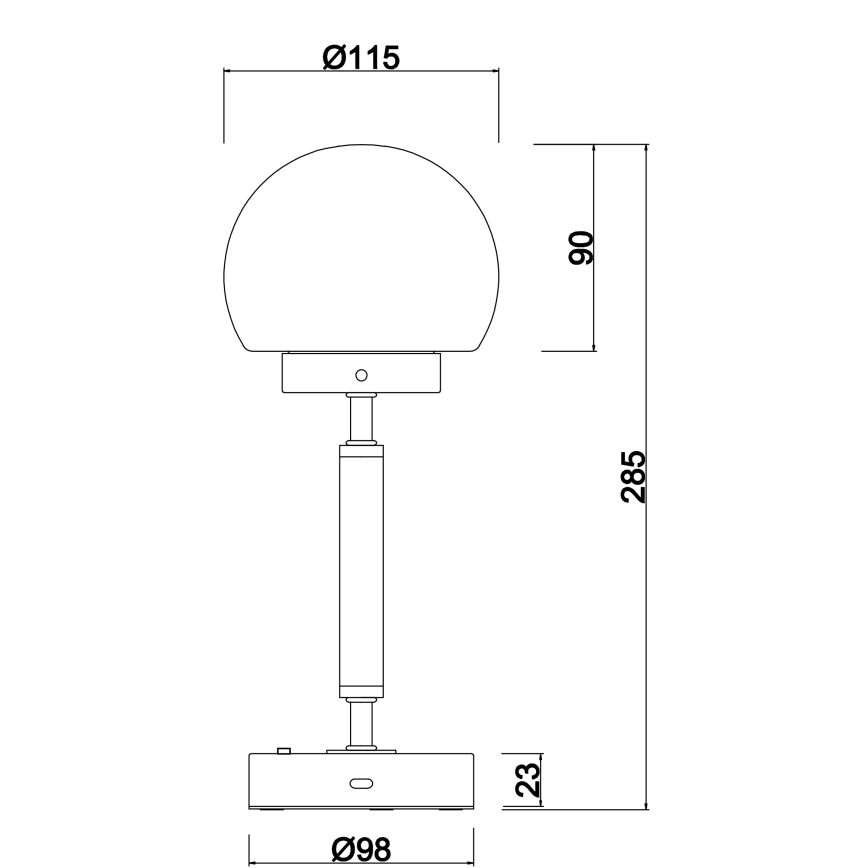 Globo - LED Lampada da tavolo touch ricaricabile e dimmerabile LED/2,5W/5V 1800mAh 2700/4000/6500K cromo opaco