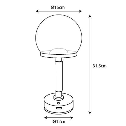Globo - LED Lampada da tavolo touch ricaricabile e dimmerabile LED/2,5W/5V 1800mAh 2700/4000/6500K Oro rosa