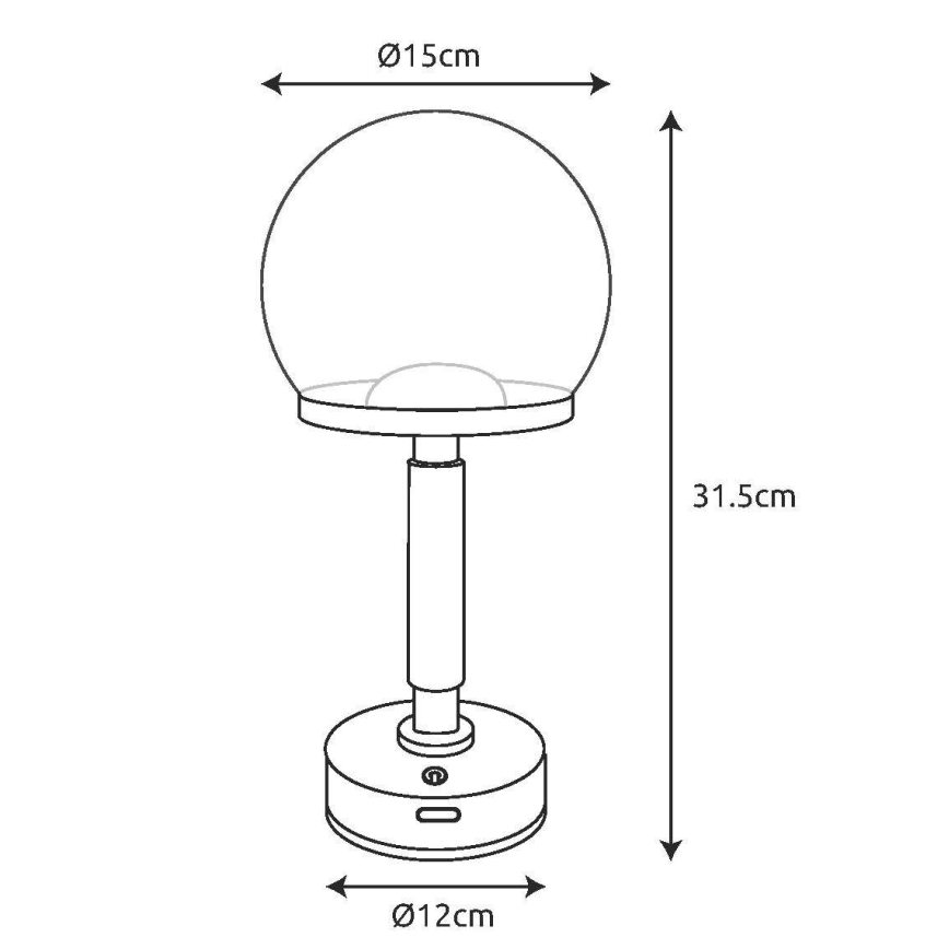 Globo - LED Lampada da tavolo touch ricaricabile e dimmerabile LED/2,5W/5V 1800mAh 2700/4000/6500K nero