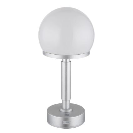 Globo - LED Lampada da tavolo touch ricaricabile e dimmerabile LED/2,5W/5V 1800mAh 2800K argento
