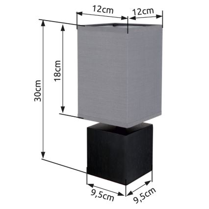 Globo 21628ALU - Lampada da tavolo VALENTINO 1xE27/7W/230V nero/antracite