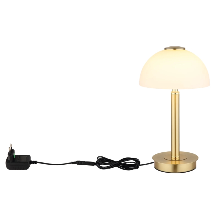 Globo - Lampada da tavolo a LED dimmerabile con controllo touch, 7W/230V, 3000K, finitura ottone