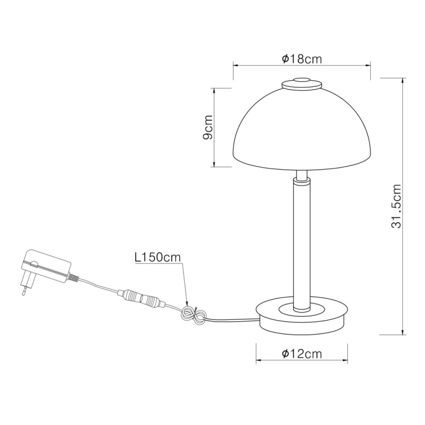 Globo - Lampada da tavolo a LED dimmerabile con controllo touch, 7W/230V, 3000K, finitura ottone