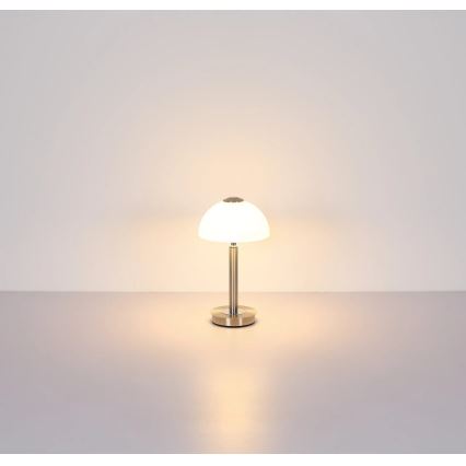 Globo - Lampada da tavolo LED dimmerabile a sfioramento, 7W/230V, 3000K, cromo opaco