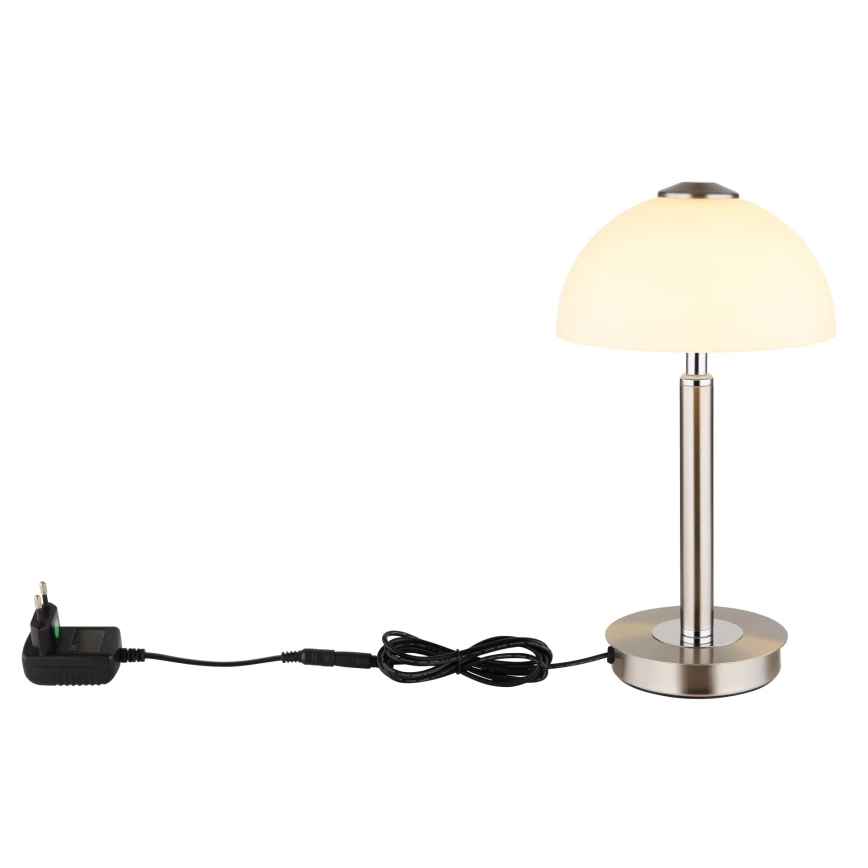 Globo - Lampada da tavolo LED dimmerabile a sfioramento, 7W/230V, 3000K, cromo opaco