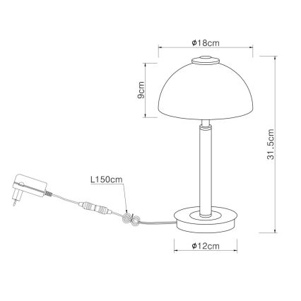 Globo - Lampada da tavolo LED dimmerabile a sfioramento, 7W/230V, 3000K, cromo opaco