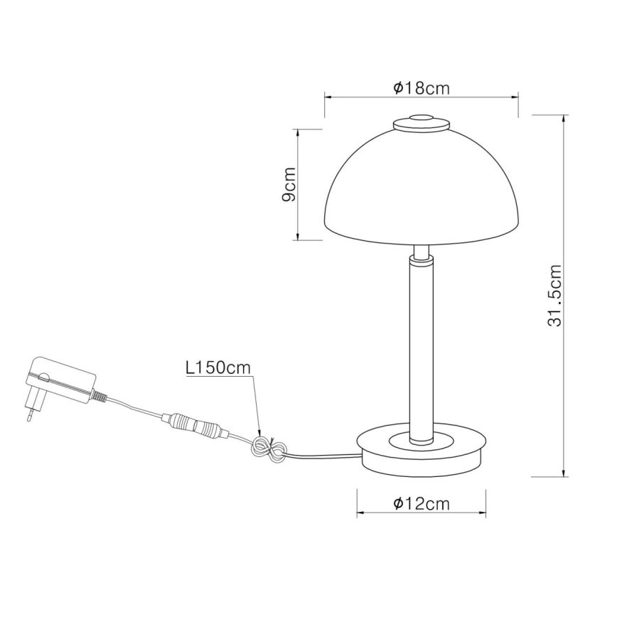 Globo - Lampada da tavolo LED dimmerabile a sfioramento, 7W/230V, 3000K, cromo opaco