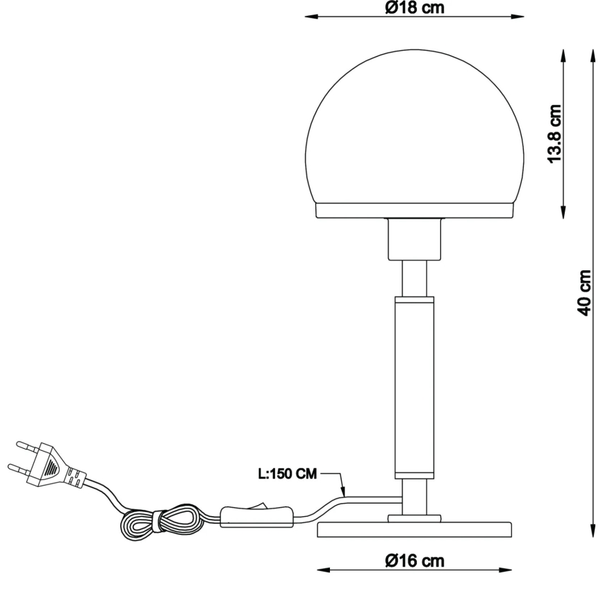 Globo - Lampada da tavolo 1xE27/40W/230V nero/marrone