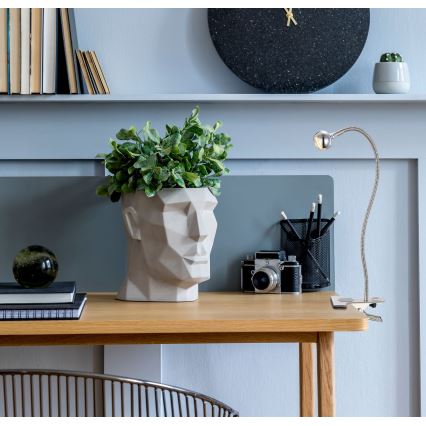 Globo - Lampada LED flessibile con clip, 3W/230V, cromo opaco