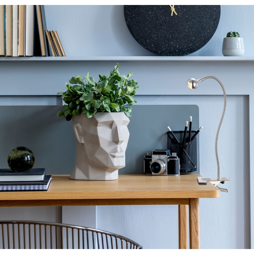 Globo - Lampada LED flessibile con clip, 3W/230V, cromo opaco