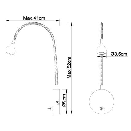 Globo - LED Flessibile piccola lampada LED/3W/230V cromo lucido