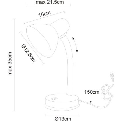 Globo - Lampada da tavolo 1xE27/40W/230V nera