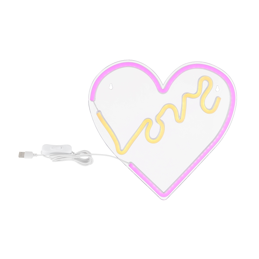 Globo - LED Decorazione murale al neon LED/3W/USB cuore