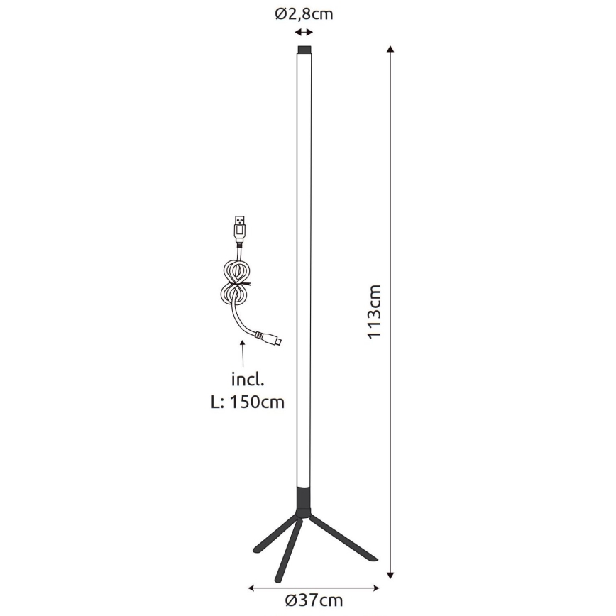 Globo - Lampada da terra LED RGB dimmerabile LED/7W/5V + telecomando