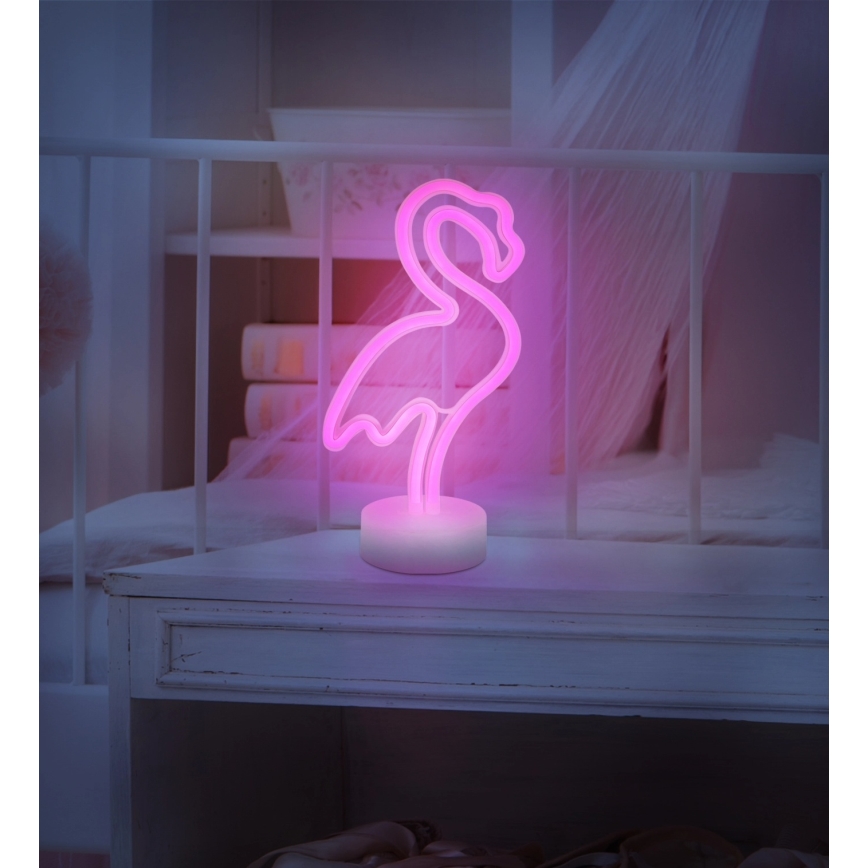 Globo - Decorazione da tavolo al neon LED/2W/3xAA fenicottero