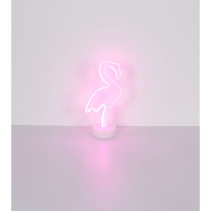 Globo - Decorazione da tavolo al neon LED/2W/3xAA fenicottero