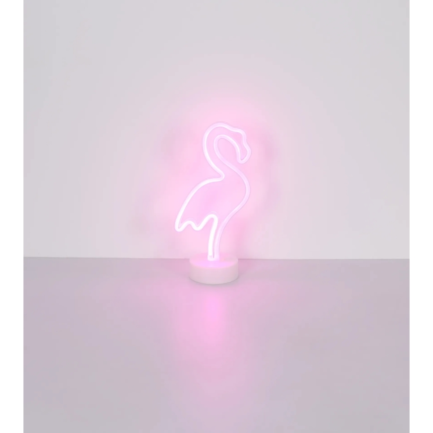 Globo - Decorazione da tavolo al neon LED/2W/3xAA fenicottero