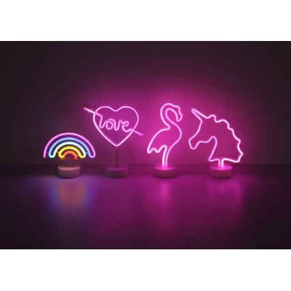 Globo - Decorazione da tavolo al neon LED/2W/3xAA fenicottero