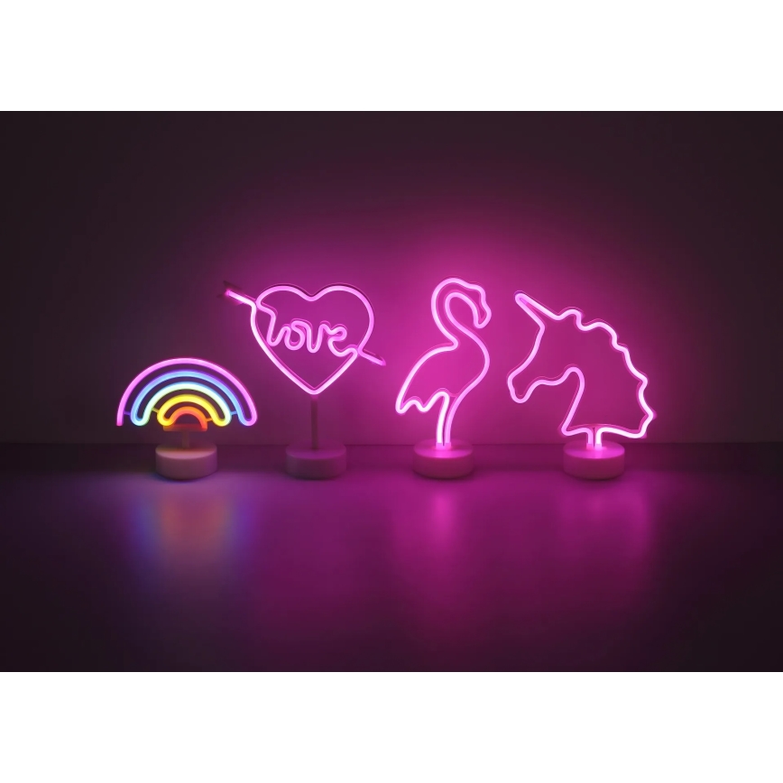 Globo - Decorazione da tavolo al neon LED/2W/3xAA fenicottero