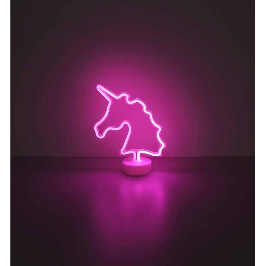 Globo - Decorazione da tavolo al neon II LED/2W/3xAA unicorno
