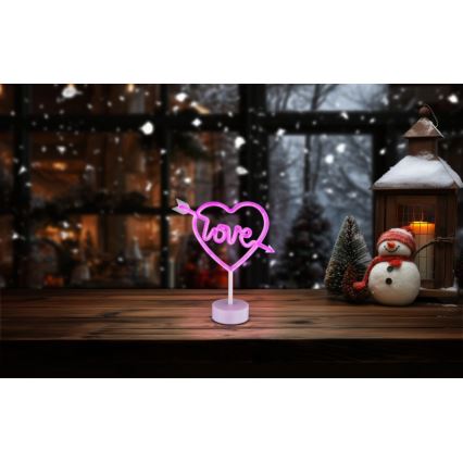 Globo - Decorazione da tavolo LED Neon LED/2W/3xAA cuore