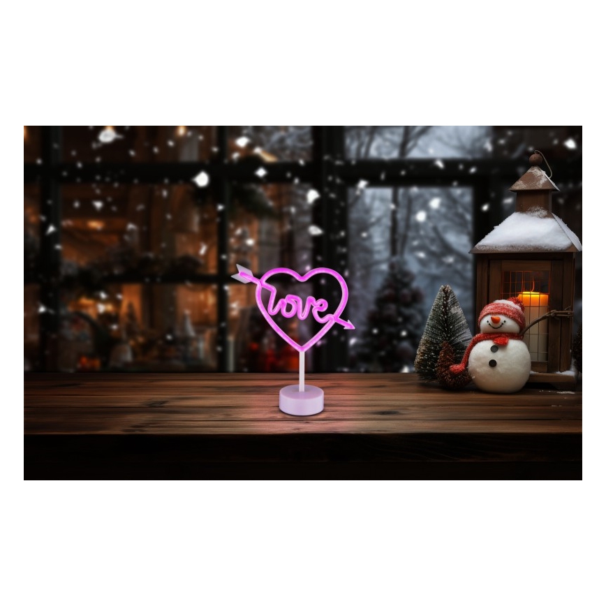 Globo - Decorazione da tavolo LED Neon LED/2W/3xAA cuore