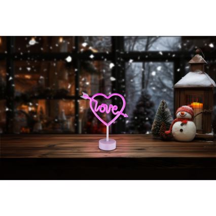 Globo - LED Neon tavolo decorazione LED/2W/3xAA cuore
