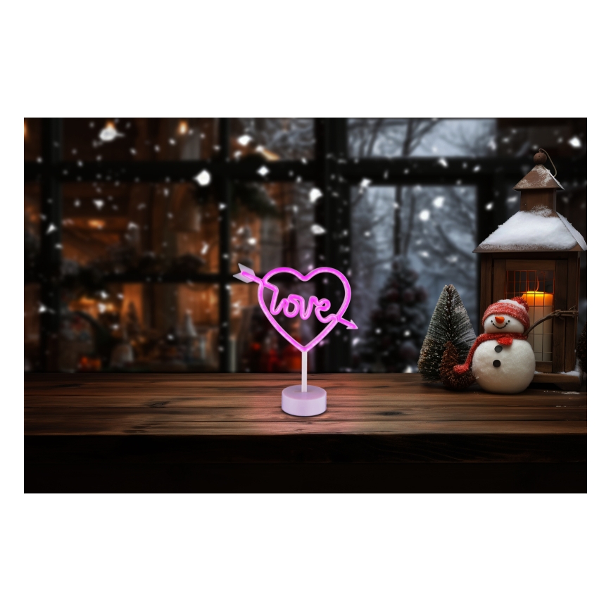 Globo - LED Neon tavolo decorazione LED/2W/3xAA cuore