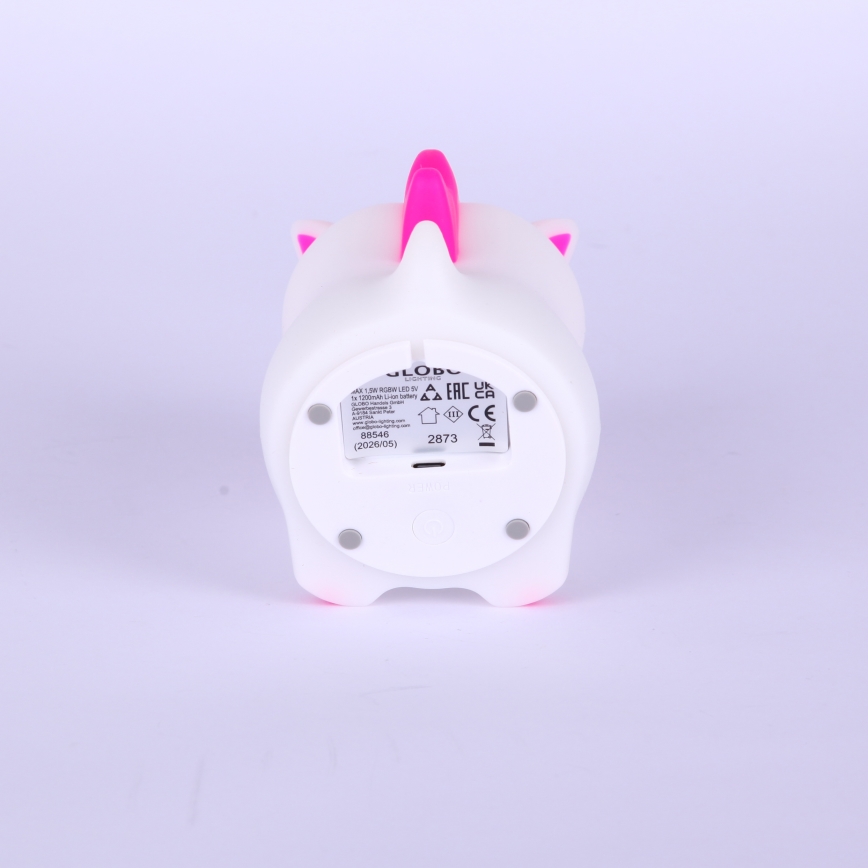 Globo - Luce notturna per bambini a LED RGBW dimmerabile e ricaricabile LED/1,5W/5V 1200 mAh unicorno